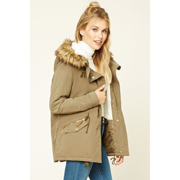 Forever 21 Jackets & Blazers - Faux Fur-Trimmed Utility Jacket | Forever 21